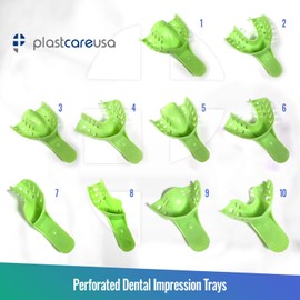 Dental Impression Trays Anterior Upper - Autoclavable Perforated Impression Tray Set - Size Number 9 (Bag of 12) by PlastCare USA