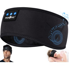 MUSICOZY Sleep Headphones Headband Bluetooth 5.4 Wireless Headband Headphones for Sleeping for Side Sleeper with Ultra-Thin HD Stero Speaker for Workout(L Size)