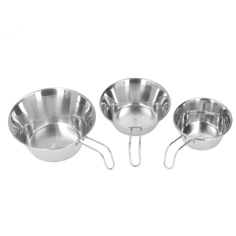 3 PCS Stainless Steel Camping Bowl Set Portable BBQ Folding