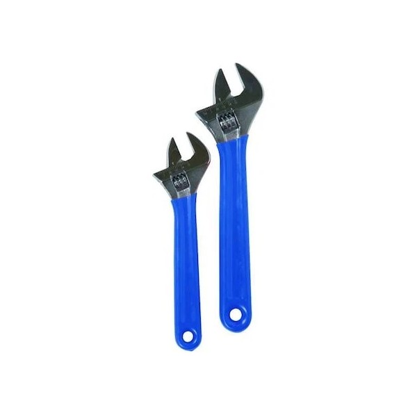 Westward 1Nyd3 Adj. Wrench Set,8", 10",Chrome,2 Pc.