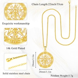 Aniu Gold Tetragrammaton Necklace for Men Women 925 Sterling Silver Pentagram Pentacle Pendant Pagan Witchy Amulet Energy Gifts Wiccan Jewelry