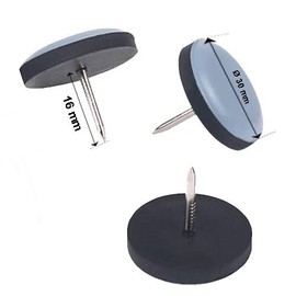 Teflon Furniture Gliders Round with Nail Diameter 30 mm Pack of 16 - 5 mm Thick / PTFE - Coating/Teflon Gliders/Chair Glides