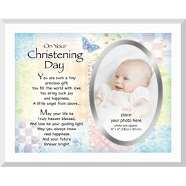 Large Glass Photo Frame and with Stand Memory Picture Print Message Wall Hanging (Christening Day)