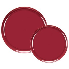 EcoQuality 10.6 Inch Dinner Plates, 8.6 Inch Salad Plates Round Red Cranberry Combo Plastic Plates - Disposable, Heavy Duty, Elegant, Durable, Versatile, Everyday Use (60)