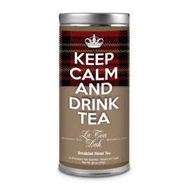 La Tea Dah Keep Calm Teas - Breakfast Blend Tea - Assam, Ceylon & Keemun Black Tea: Morning Tea: Hot or Iced Tea: Tea Gift: Contains Caffeine: 12 Biodegradable Tea Bags: 24 Servings
