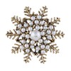 Gyn&Joy Antique Gold Tone Faux Pearl Winter Holiday Snowflake Brooch