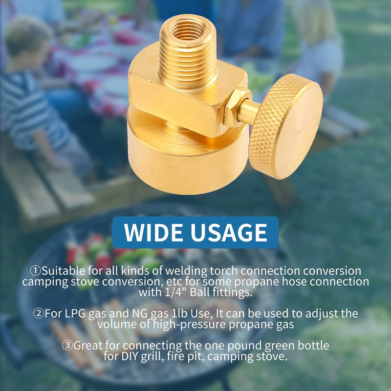 1LB Brass Propane Needle Control Valve, Disposable Adjustable Pressure Propane