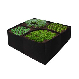 Fabric Raised Garden Bed, 4 Divided Grids Raised Vegetable Planter Bed, Square Garden Growing Bags, Aeration Fabric Potato Tomato Planter Pots, for Vegetables Flowers, Black, 61x61x31cm