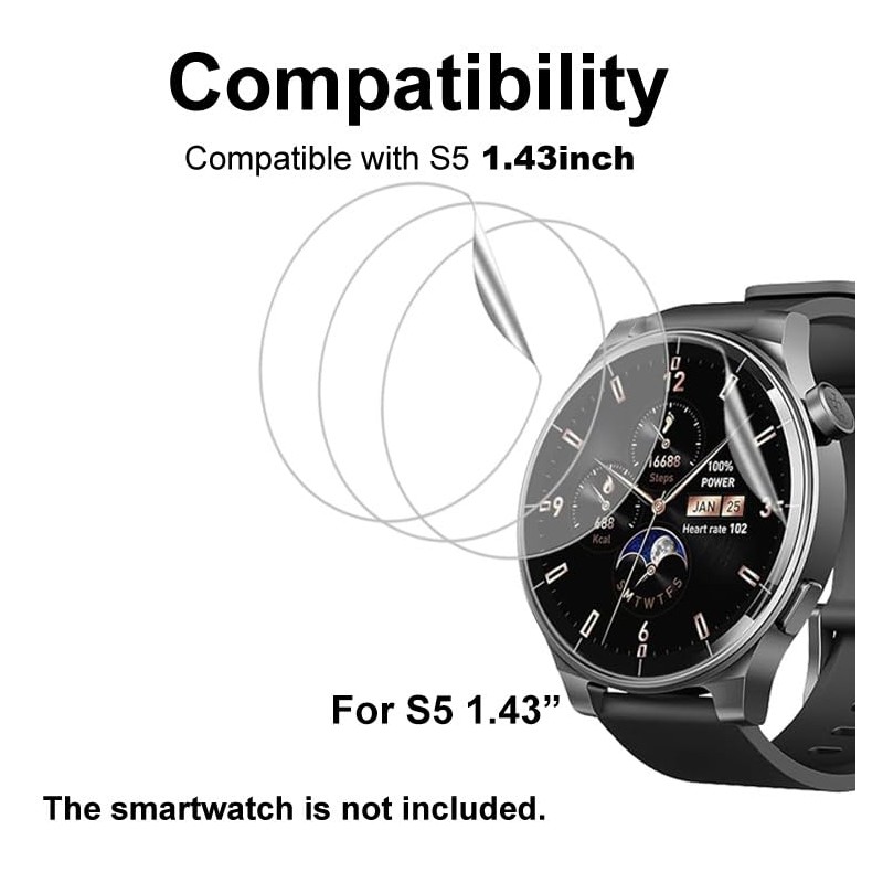 smaate Compatible with TOZO S5 1.43’’, Soft Smart Watch Screen