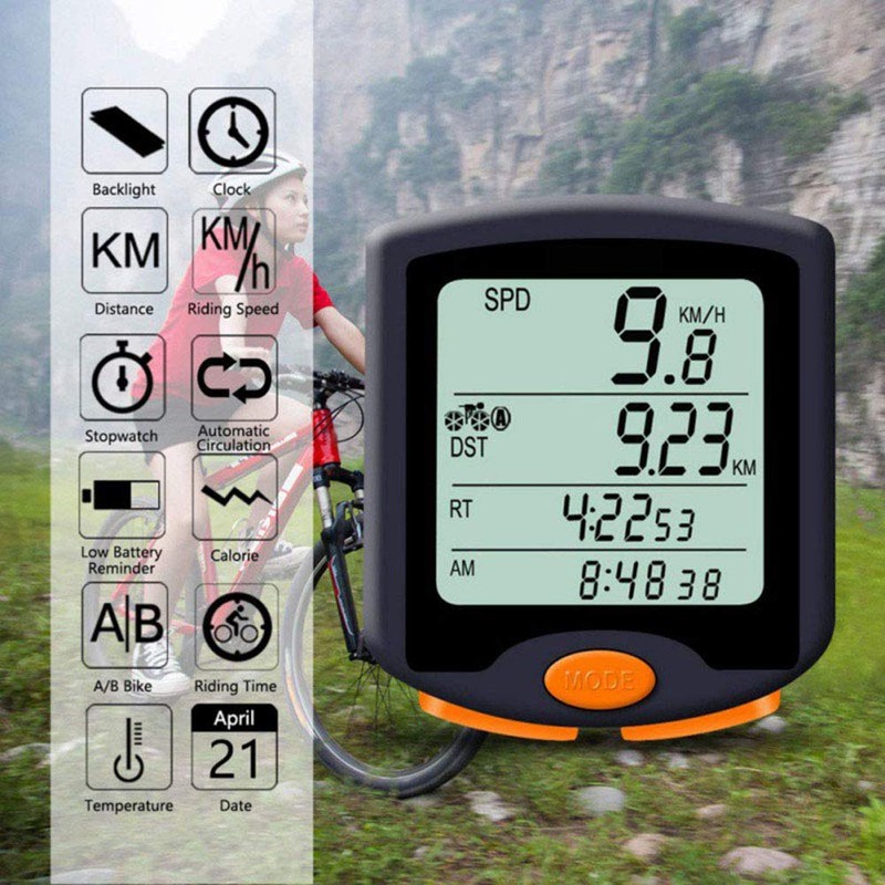 Bicycle Speedometer, MasoAuto Wireless LCD Digital Bike Odometer, Waterproof Cycling