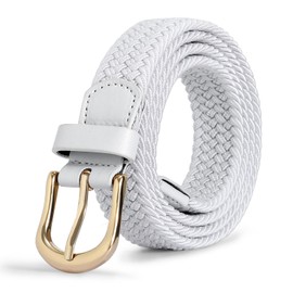 JASGOOD Women Braided Woven Elastic Belt, 1" Narrow Width Woven Fabric Stretch Belt for Jeans