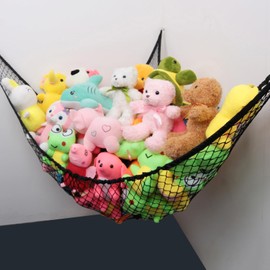 Powkoo 2 Pack Teddy Hammock Extra Large Toy Hammock for Stuffed Animals - Soft Cuddly Toy Storage Net for Kids Bedroom Toddler Room Nursery Decor (Black)