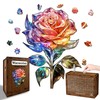 Wacocetoy Rainbow Rose Adult and Youth Wooden Puzzle, Unique Irregular