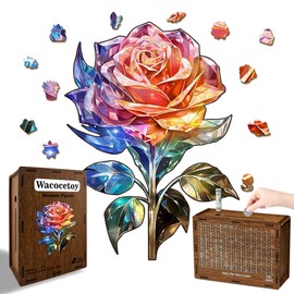 Wacocetoy Rainbow Rose Adult and Youth Wooden Puzzle, Unique Irregular Animal Puzzle，Unique Shape Animal Adult Puzzles, Irregular Wood Puzzles Creative Gift for Adults and Kids Family Game