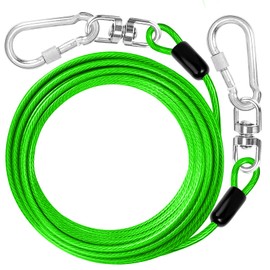 jenico Dog Tie Out Cable: 15 ft Dog Lead for Yard - Heavy Duty Chain Leash Outside for Small Large Dogs Up to 500 lbs - Outdoor Dog Runner Tether