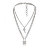 Tanyoyo Lock Key Pendant Necklace Statement Long Chain Punk Multilayer