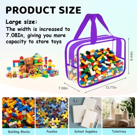 9 Packs Extra Large Toy Storage Bags with Labels, Reusable Clear PVC Board Game Storage, Toy Organizers and Travel Storage Bags with Zipper for Building Blocks, Puzzle, and Kids Books (Clolorful)