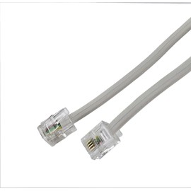 Reulin 2.5M Flat Landline Telephone Broadband Cable Cord, Wifi Modem Router Wire to RJ11 Phone Socket or Microfilter, ADSL 2+ Filter/Fibre Optic 6/4 High-Speed Internet Lead (2.5 Metres, White)