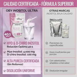 Oby Inositol Ultra | 4100 mg porción | Myo & D-Chiro Ratio 40:1 | 120 tomas | Myo Inositol Oby Ultra Puro PREMIUM | Polvo 300 g