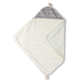 PEHR Hooded Towel, Stripes Away Pebble Grey | Absorbent French Terry & Soft Brushed 100% Cotton | 30” x 30”