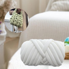 rockible Chunky Yarn Bulky Chunky Yarn Crocheting Braided Knot 500G Tube Giant Yarn Jumbo Tubular Yarn for Carpets Rug Making Pet Bed Tapestry Scarf, White