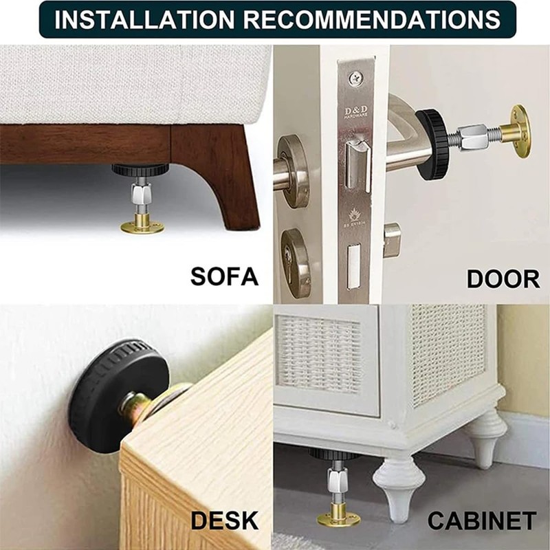 QISANKEE Headboard Stoppers for Wall, Adjustable Threaded Bed Frame Anti-Shake