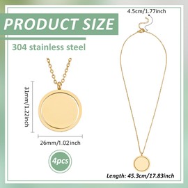 BENECREAT 4 Stück 304 runde Halsketten Aus Edelstahl 45.3cm Goldener Rohling Zum Prägen von Anhängern Für Halsketten Mit Fotoschmuck