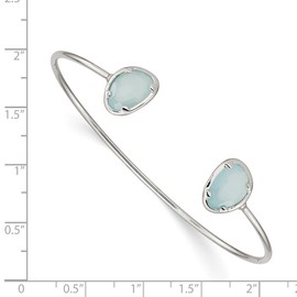 JewelryWeb 925 Sterling Silver Blue Chalcedony Bangle Bracelet Cuff-Bracelet for Women