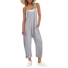 AUTOMET Jumpsuits for Women Casual Summer Outfits Rompers Comfy Beach Vacation Trendy Overalls Jumpers Fashion Clothes 2025 Gray XS