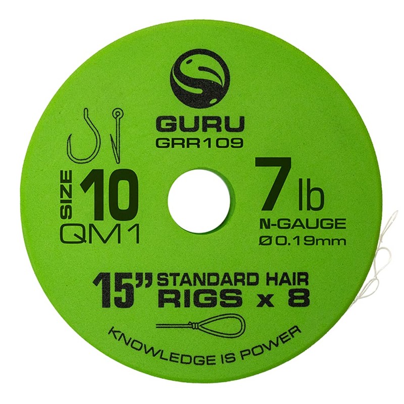 Guru QM1 Standard Hair Rigs 15" 8 Pack (Size 14,