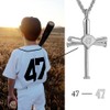 Athletes Cross Necklace Pendant Sports Stainless Steel Baseball Number and