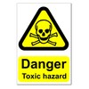 Danger Toxic Hazard Warning Stickers x10, Peel and Stick Safety