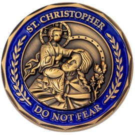 Saint Christopher, Bulk Pack of 3 Do Not Fear Protection Challenge Coin. Do not be Afraid, Do Not Be Dismayed for I am Your God, I Will Strengthen You and Help You. Protection and Peace