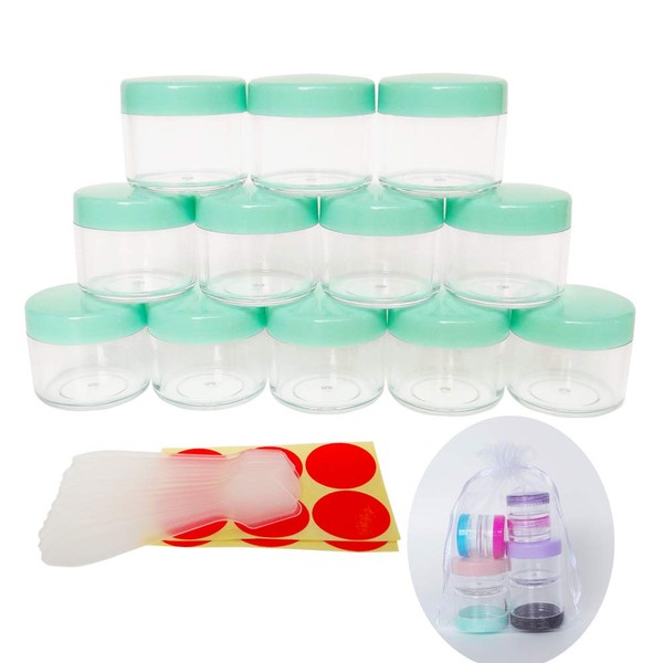 GreatforU Pack of 12 Containers, 20 g Empty Samples, 20 ml Small Cosmetic Container with Lid for Cosmetic Jar, Make-up, Eyeshadow, Nails, Samples, Lip Gloss, Balm, Bath Lotion, Face Cream, Ointments