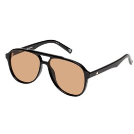 Le Specs Tragic Magic Sunglasses for Men and Women, Round Frame Shape with UV Protection, Tan Tint/Black