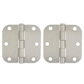 HOME STAIRWAY LTD. : 3 inch x 3 inch Door Hinges with Screws in Satin Nickel - 2-Pack (5/8" Radius Corner)
