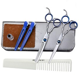 Glitzcharm Tijeras para Cortar Cabello Profesional,9Pzs kit para cortar cabello，Tijeras para cortar cabello，Tijeras profesionales para cortar cabello,Kit de Corte de Cabello para Mujeres,Para Hogar/Sala de Belleza/Barbería