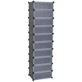 FAMIROSA Interlocking Shoe Organizer with 10 Compartments Black