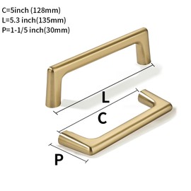 khtumeware 10 Pack Brushed Brass Cabinet Pulls 5 Inch(128mm) Hole Centers Satin Gold Cabinet Pulls Kitchen Cabinet Hardware for Cupboard Drawer Handles Dresser Pulls