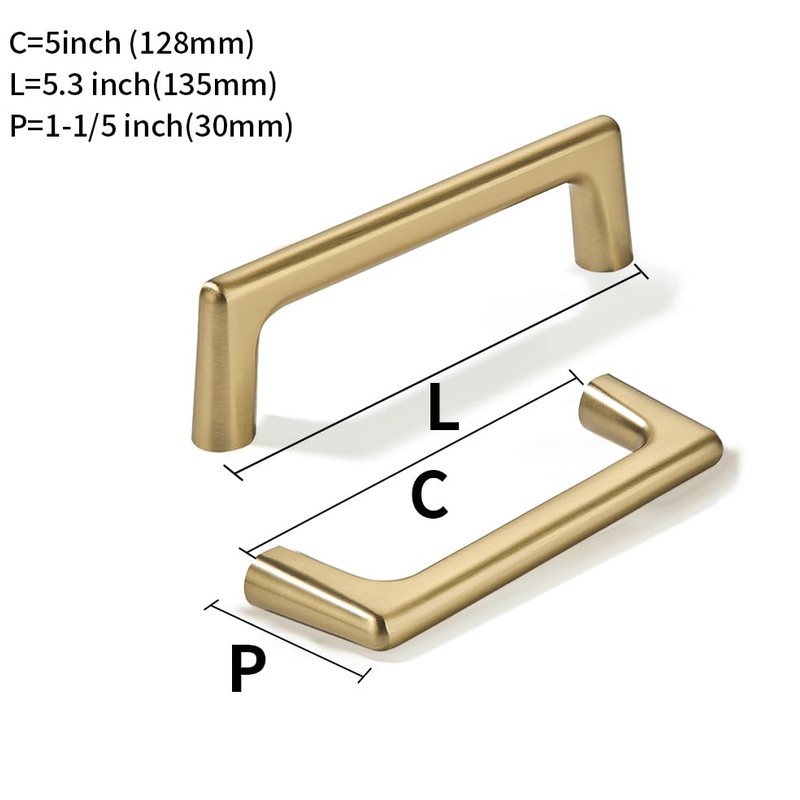 khtumeware 10 Pack Brushed Brass Cabinet Pulls 5 Inch(128mm) Hole