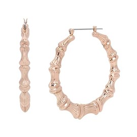 Betsey Johnson Womens Bamboo Hoop Earrings