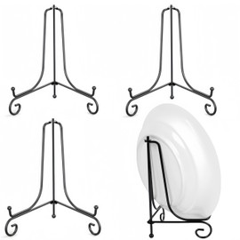 Black Iron Picture Frame Stand, 4 PCS 6 Inch Adjustable and Stable Plate Holder Display Stand,Collapsible Frame Holder Stand for Book, Tabletop Art, Picture,Artworks,Photo and Platter