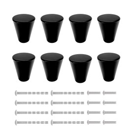 BURENZHAYA Mokife Cabinet Knobs, Black, Modern, Pack of 8 Round Drawer Handles, Made of Aluminium Alloy, Furniture Knobs for Dressers, Kitchen Cabinets, Drawers, Wardrobes with Screws (20 x 23 mm)