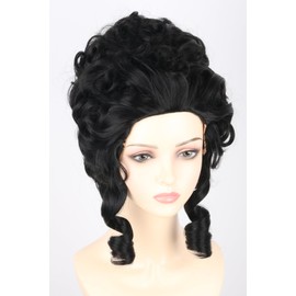 Lucoacos Black 18th Century Colonial Wig for Adult Women Victorian Queen Cosplay Wig