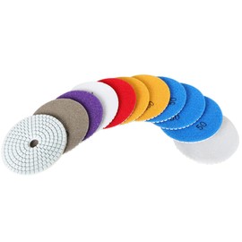 findmall 4" Diamond Polishing Pads with 1Pcs Backer Pad, 11Pcs 50-1500 Grit