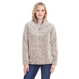 J America Ladies' Epic Sherpa 1/4 Zip L OATMEAL HEATHER