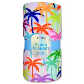iscream + Corey Paige Designs Bright Print Silky Soft Plush 56" x 60" Premium Fleece Throw Blanket - Palm Trees