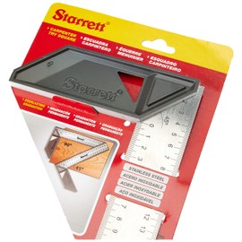 Starrett Carpenter Square - K53M-250-S Stainless Steel Angle Ruler Carpentry 250mm (10”) - Aluminium Alloy Handle for Craftsman Woodworking