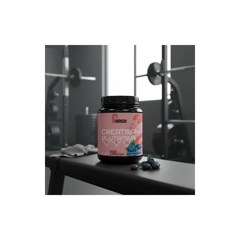 Creatina Glutamina 1 Kg Flamish Pre Entreno 50servicios Mora Azul