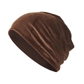 UbdehL Women's Velvet Beanie Winter Korean Fashion Hats Cap Warm Stretch Headwear Soft Skull (Brown,One Size)